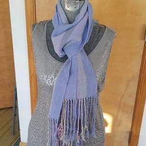 Hand woven cotton scarf lilac, gray cream